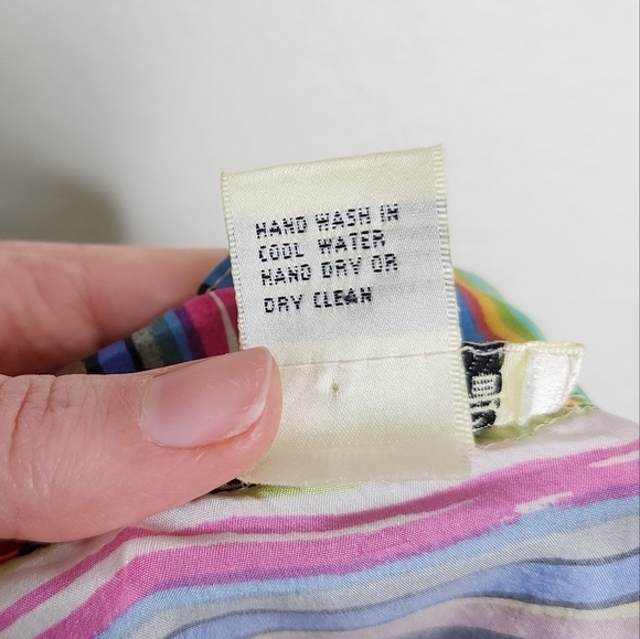 Vintage Selene Paris Rainbow Stripe Silk Top M - Picture 5 of 5